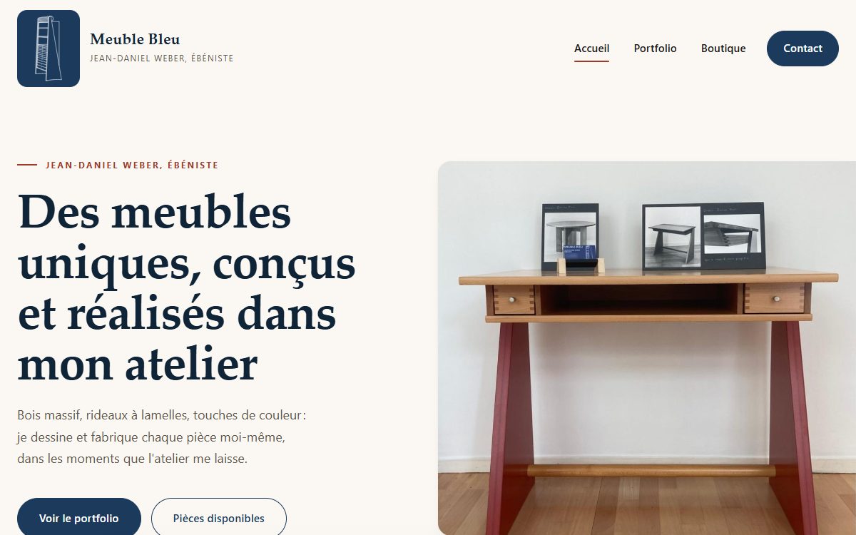 Page d'accueil du site Meuble Bleu